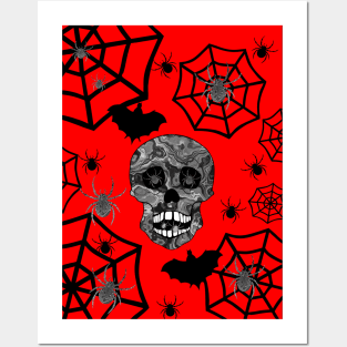 SKULL On Red Posters and Art